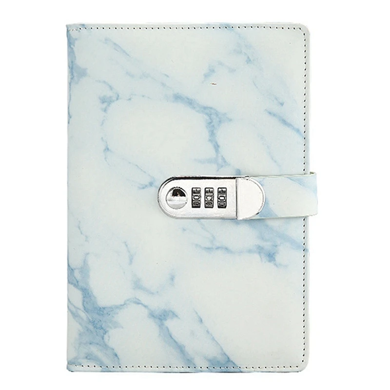 2X A5 Marble Texture Journal Writing Notebooks With Combination Lock Personal Diary Office Notepad Agenda - Blue &amp Gray | Канцтовары