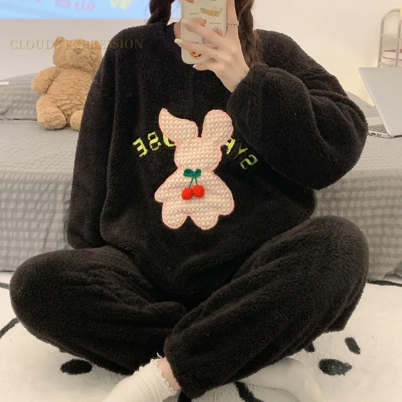 

Пижама женская плюшевая с мультяшным принтом, 2XL