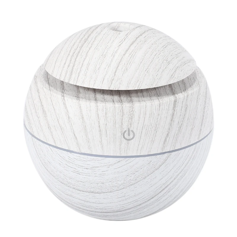 

New 130Ml Mini Electric Air Humidifier Usb Charge Aroma Diffuser Ultrasonic White Wood Grain With 7 Color Led Light For Home