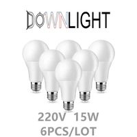 6pcs high power led bulb 220v 15w e27 b22 super bright warm white light is suitable for study living room and office