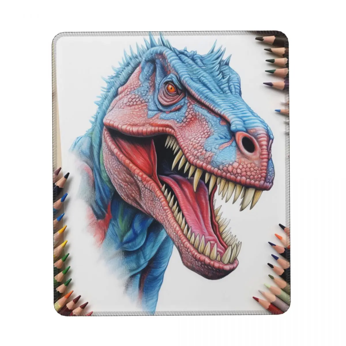 Dinosaur Vertical Print Mouse Pad Colored Cartoon Pencil Art Custom Rubber Mousepad Anti Fatigue Vintage Desktop Mouse Pads