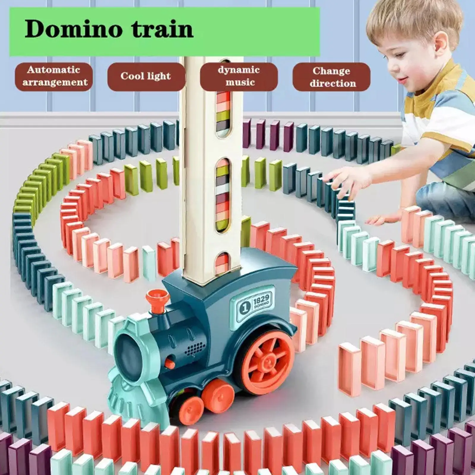 

Children Electric Domino Train Car Set Automatic Laying Dominoes Brick Blocks Toys 80/100pcs Kids Diy With Blocks Education P2h1
