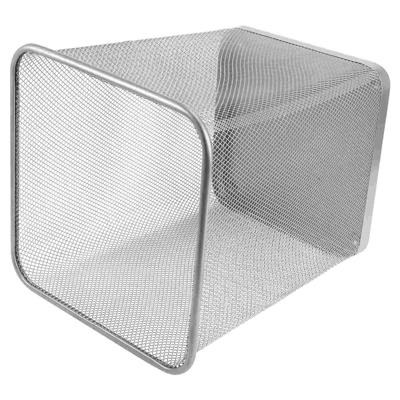 

Trash Can Garbage Bin Mesh Waste Basket Metal Office Container Cans Bedroom Paper Wastebasket Wire Kitchen Desk Recycling Square