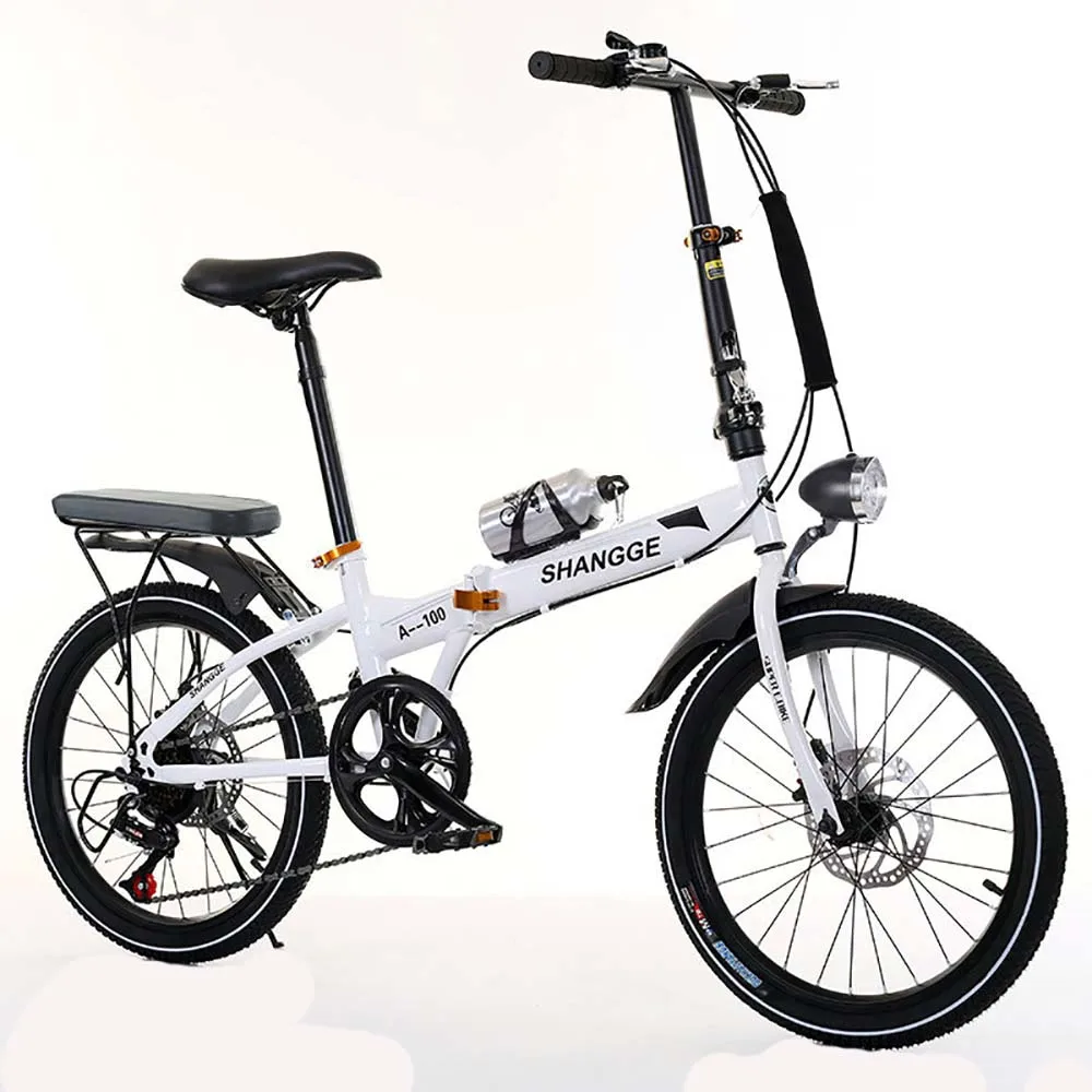 

20 Inch Folding Mountain Bike Variable Speed Bicycle Secure High Carbon Steel Frame Large Grain Non Skid Tires Cycling