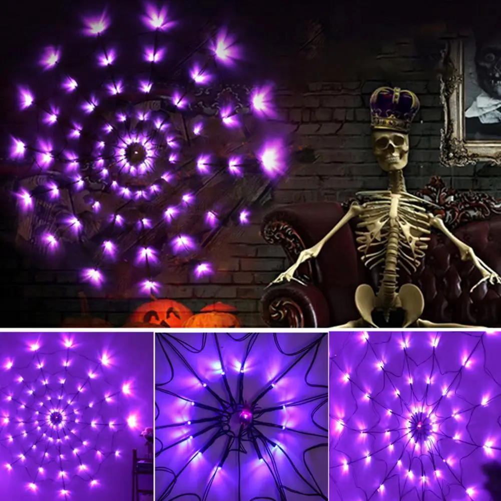 

Halloween Lights Glowing Horrible Easy to Hang Eerie Reusable Decorate Ambient Light with Remote Control Halloween Spider Web La