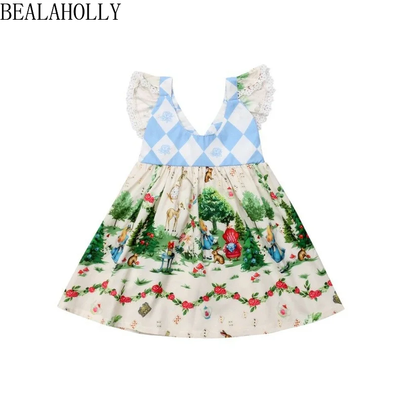 Bealaholly/летнее платье для девочек Платье с рукавами-крылышками и алмазной мозаикой