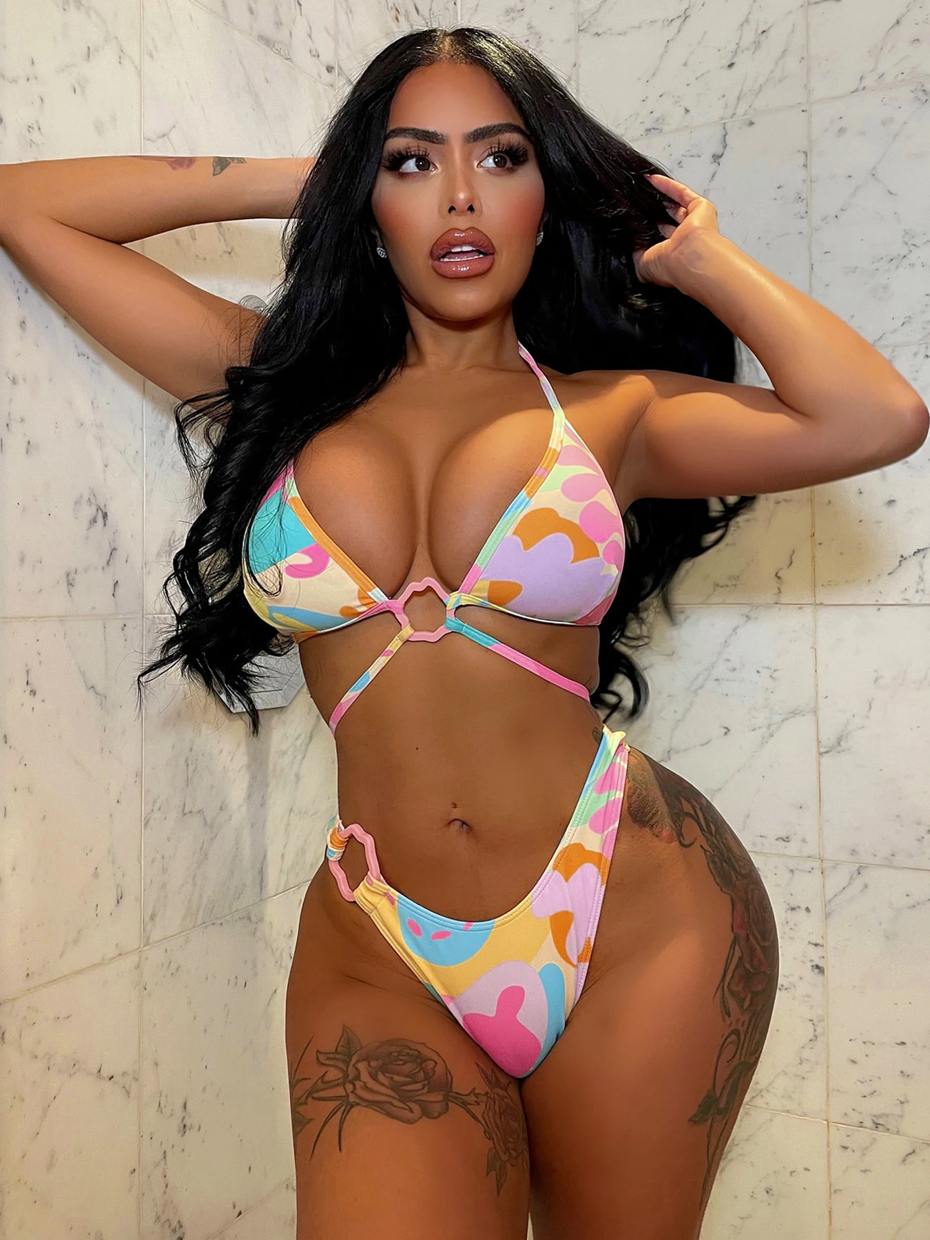 

2022 сексуальное бикини с принтом, бандажный купальник, женский купальник, женский купальник на бретельках, комплект бикини из двух предметов, купальный костюм, пляжная одежда