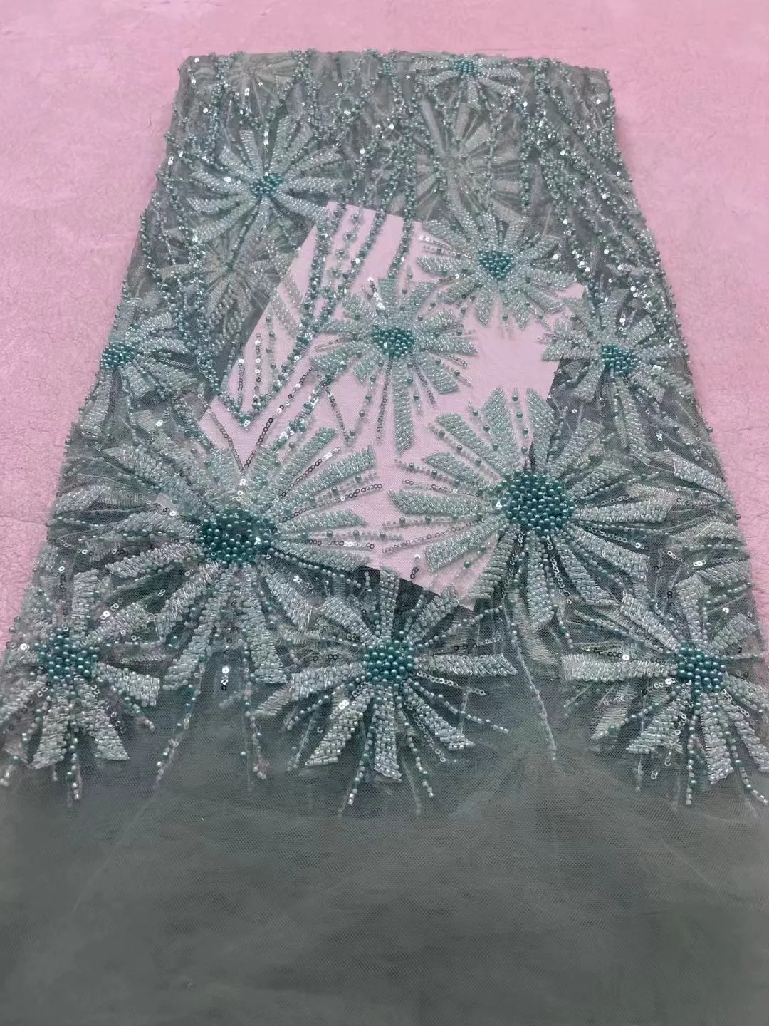 Африканская 3D кружевная ткань 2024 высококачественные для жениха Beads кружевной