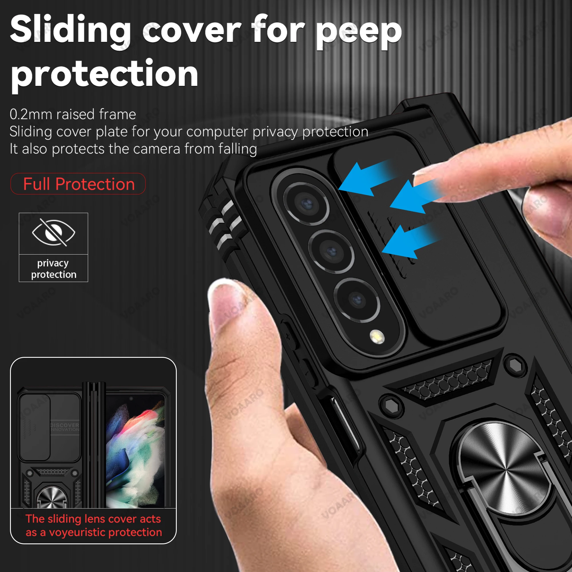Capa for Samsung Galaxxy Z Fold 4 Hinge Case with Pen Slot Holder Cover for Samsung Z Fold 4 5G Case Hinge Full Protective Funda