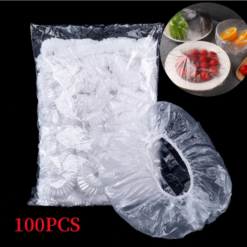 

Cover Vegetable Fresh Fruit Kitchen Grade Bowls Storage Bag Food Disposable Bag 100pcs Keeping Plastic Bag Elastic Food Cups