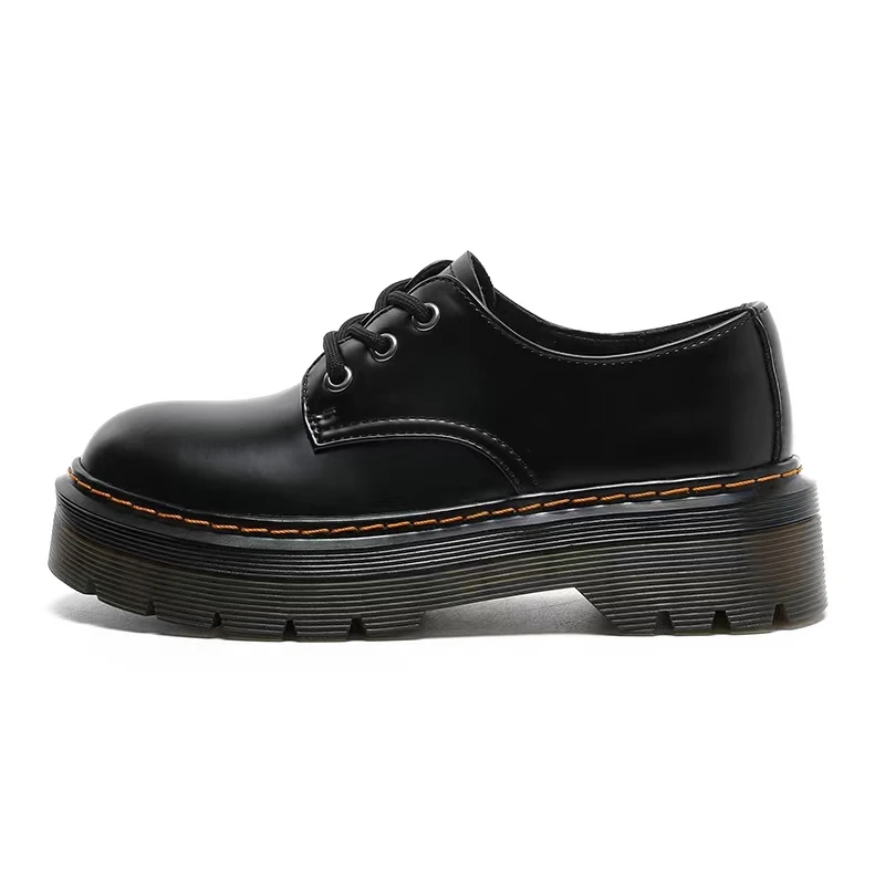 2023 Platform Loafers Women Leather Round Toe Women Shoes Lace-up Chunky Sole Ladies Casual Shoes Handmade zapatos mujer DR