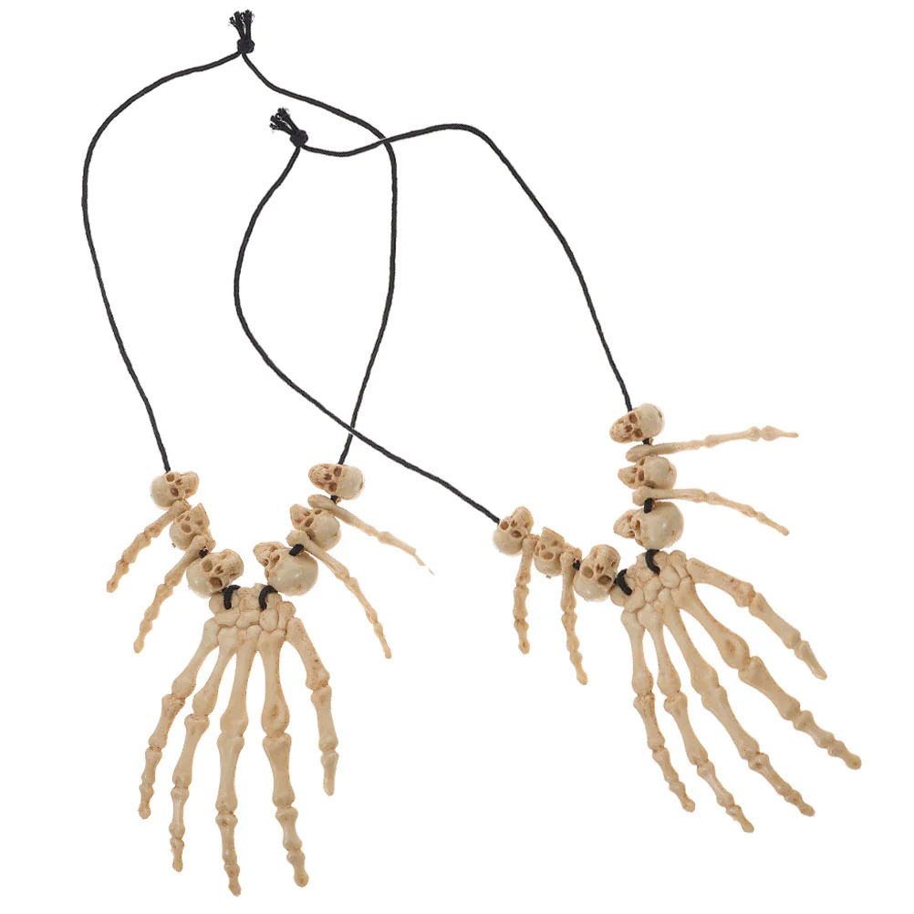 

2 Pcs Halloween Decorations Choker Necklace Accessory Clavicle Chain Pendant Costume Head Bone