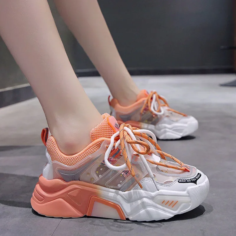 

Туфли женские градиентные, брендовая дышащая Спортивная обувь для скейтборда, старые папы, корейский стиль, повседневные, весна-лето