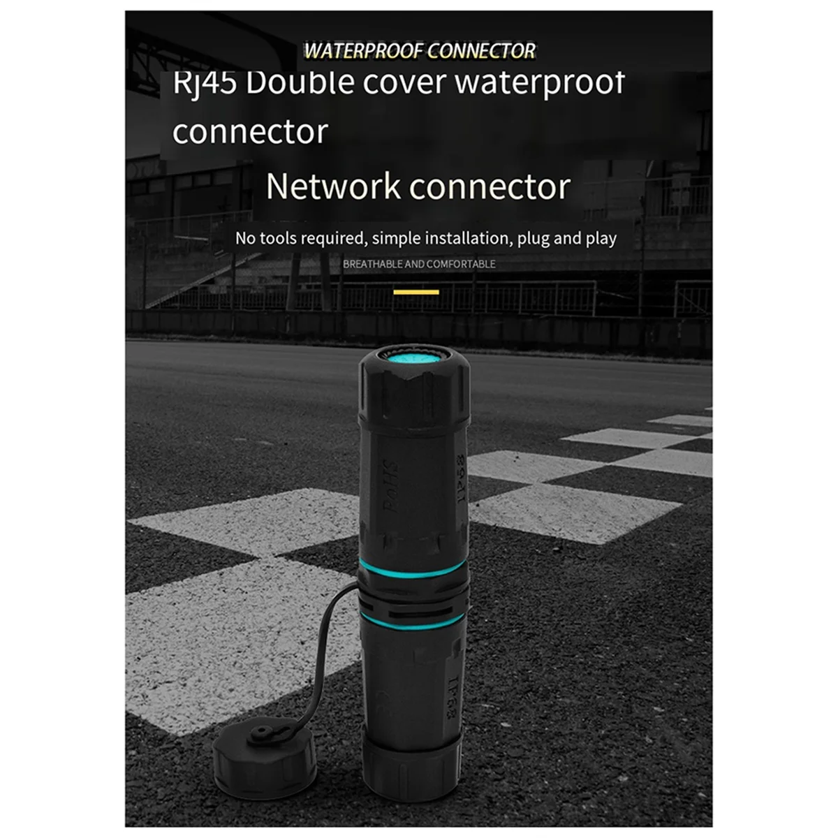 Сетевой разъем RJ45 с прямой головкой IP68 водонепроницаемый сетевого кабеля Cat5/Cat6