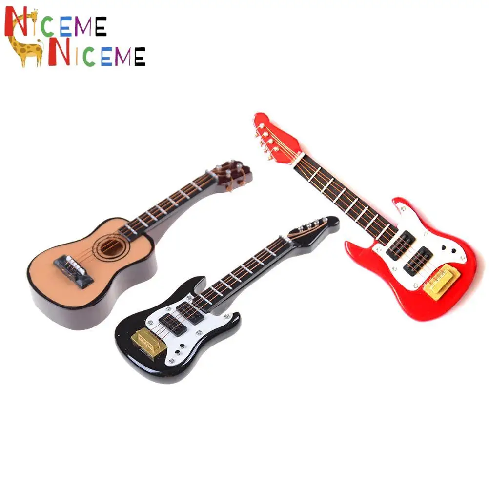 

Cute 1/12 Scale Dollhouse Miniature Guitar Accessories Instrument DIY Part for Home Decor Kid Gift Wood Furniture Craft Ornament