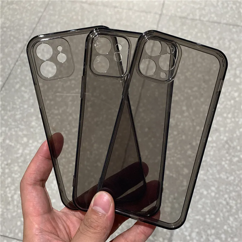 

Fashion Black Shockproof Silicone Phone Case For IPhone 13 12 11 Pro Max Xs Xr 7 8 Plus SE Clear TPU Full Protect Shell For Men