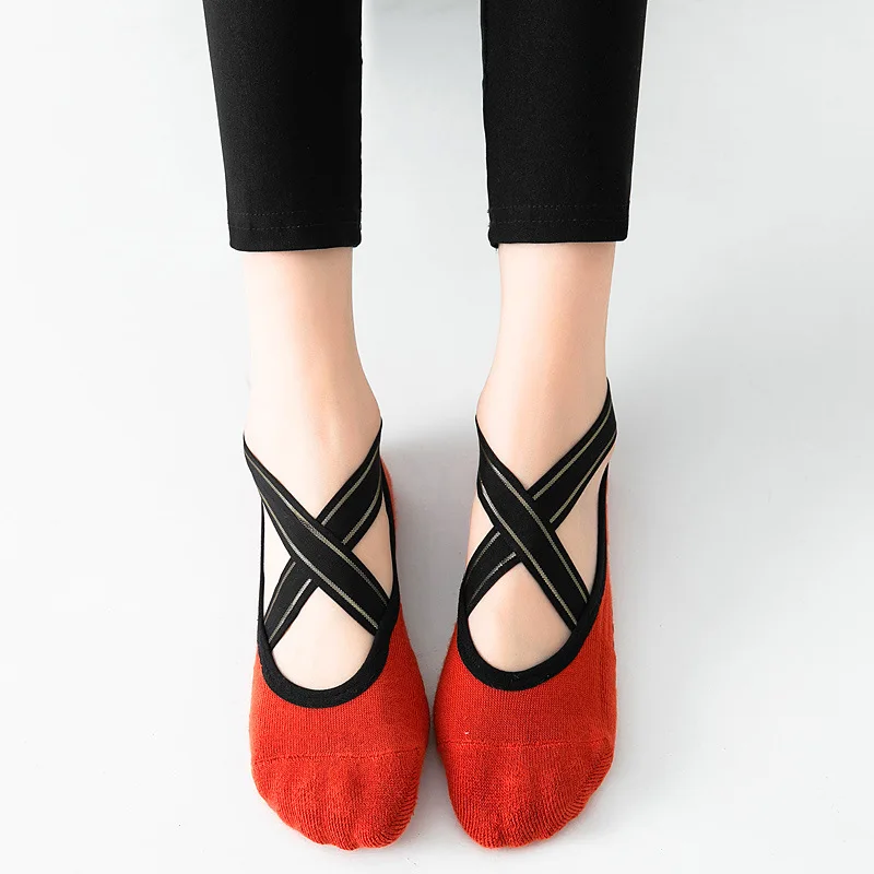 

Женские носки с открытой спиной для йоги, силиконовые Нескользящие женские спортивные носки для пилатеса, фитнеса, балета, танцев