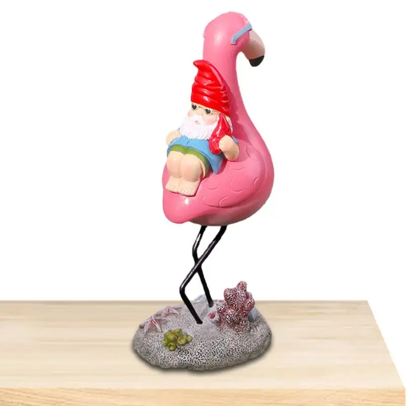 

Garden Gnome Statue On Flamingo Funny Gnome Reclining On Flamingo Figurines Resin Fall Outdoor Decorations For Patio Yard Lawn