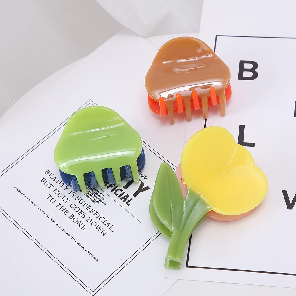 

Заколка для волос в форме тюльпана, цветной блок, свежие полукруглые вьющиеся волосы, с большой задней частью головы, аксессуар для волос, захват зажима