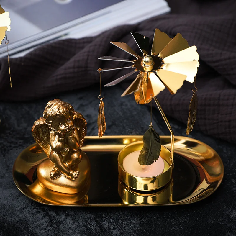 Tray Rotating Candlestick Walking Lantern Romantic Candlelight