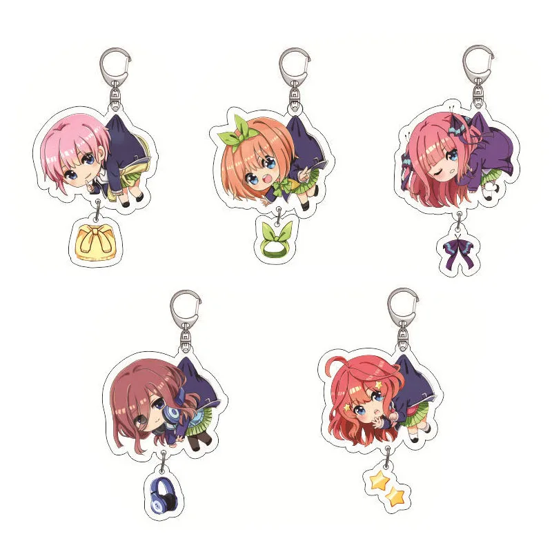 Симпатичные Аниме Quintuplets из акрила брелок Nakano Ichika Nino Miku Yotsuba Itsuki забавные