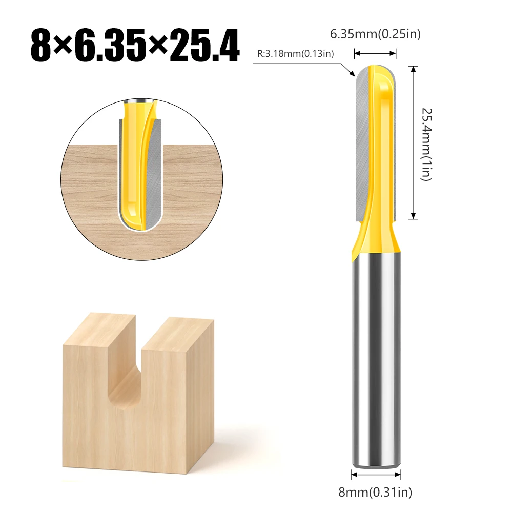 Фрезы с глубоким круглым дном и хвостовиком 8 мм, фрезы с круглым дном, долбежные фрезы, долбежные фрезы, инструменты для фрез с пазами