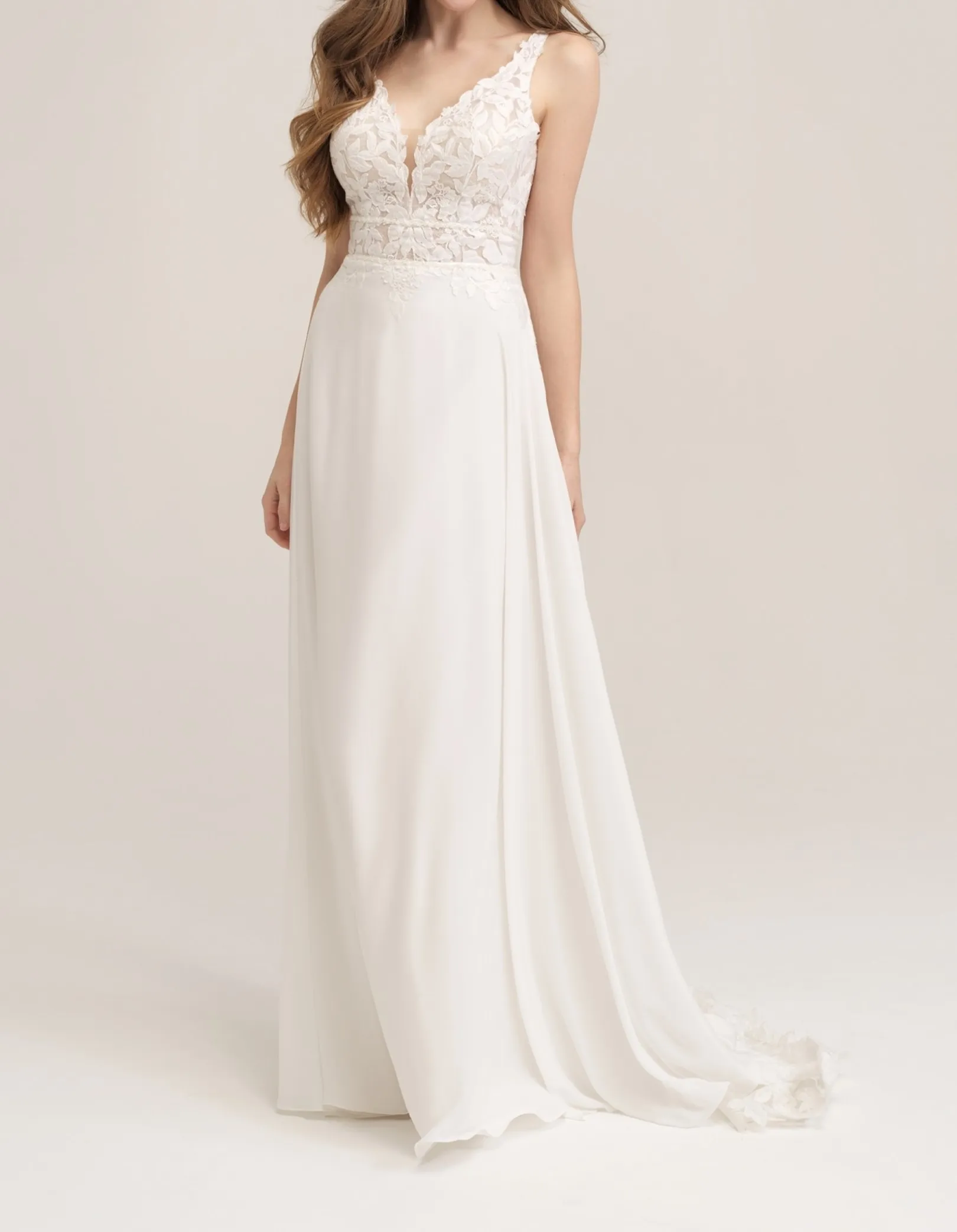 

All-season Long Sexy V-Neck Straight Chiffon Wedding Dress WHW-134