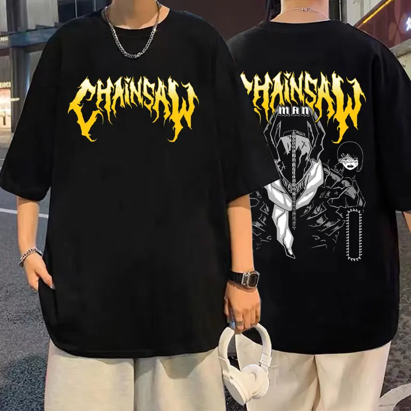 

Anime Chainsaw Man Aki Denji Power Metal Double Sided Graphic T-shirts Men Women Cartoon Oversized Tshirt Manga Harajuku T Shirt