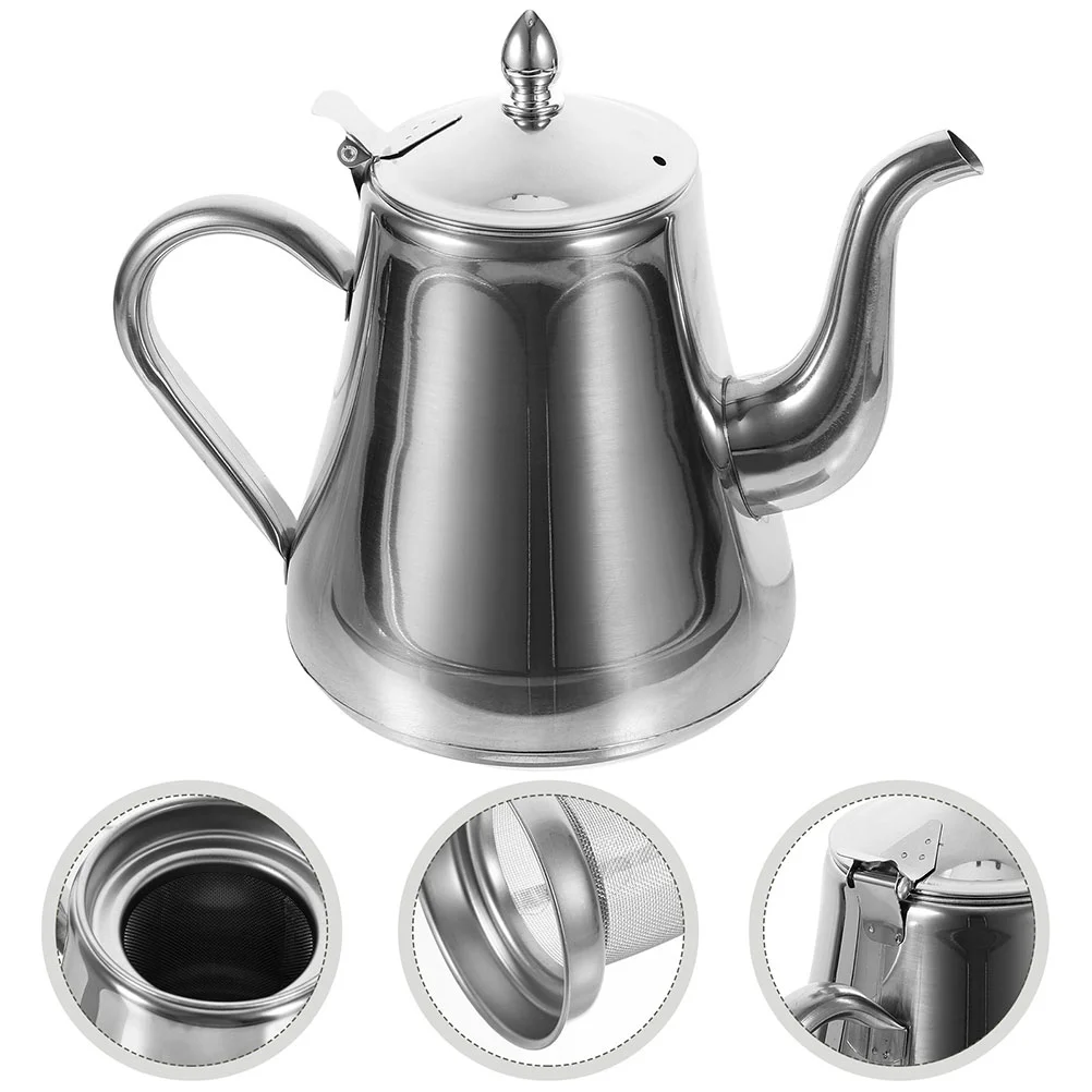 

Stainless Steel Teapot Kettles Tearoom Supplies Handle Casserole Kitchen Desktop