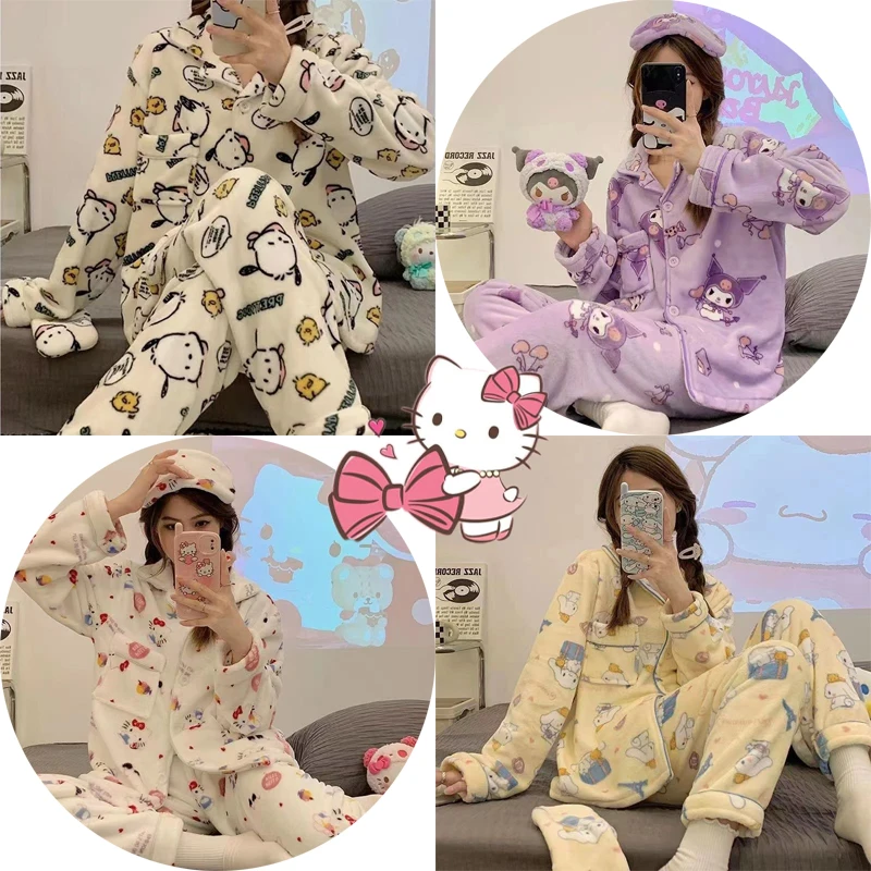 

Hello Kitty Pochacco Pajamas Sanrioed Anime My Melody Cinnamoroll Plush Sleepcoat Cartoon Nightwear Christmas Birthday Gift Toy