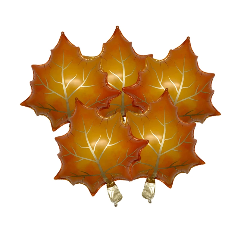 

5 Упаковок Зеленых И Желтых 18-дюймовых Фольгированных Шаров С Кленовым Листом - Наполненные Гелием, Наполненные Воздухом