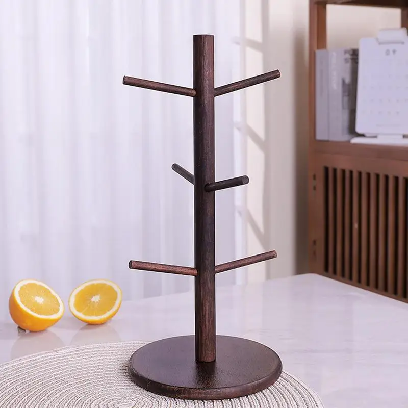 

6 Hooks Mug Holder Tree,Wooden Cup Holder Mug Tree Holder Rack Tabletop Holder Mug Cup Tree Tea Coffee Cup Mug Hoooks