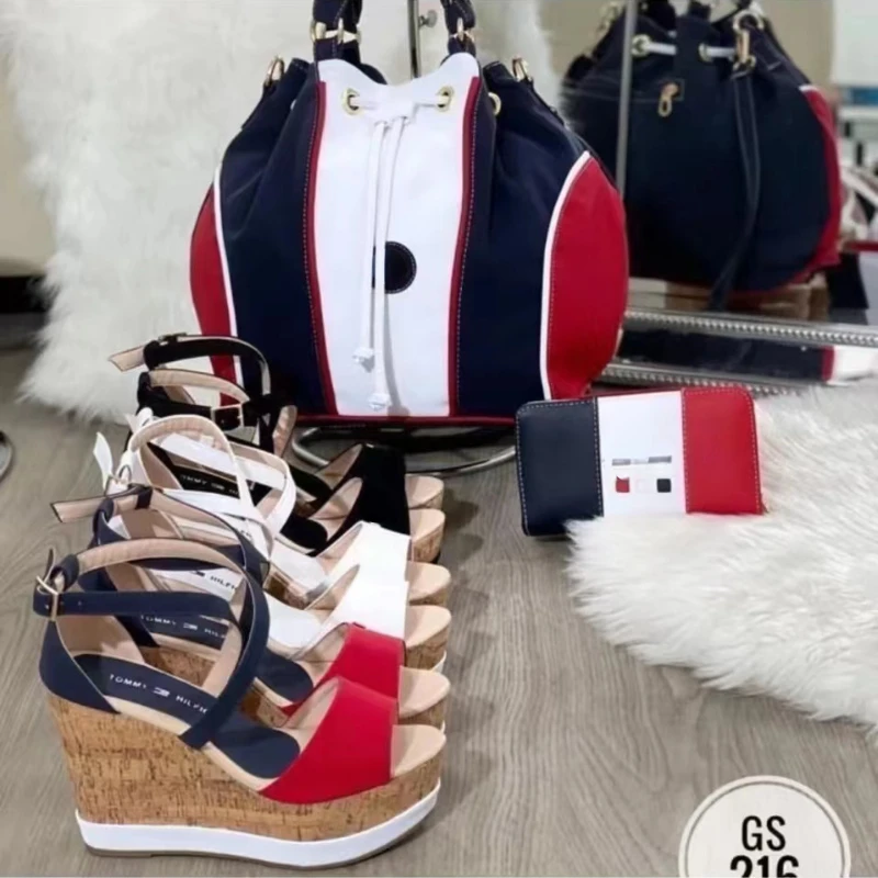 

2022 new wedge heel women sandals cross ankle buckle summer outdoor ladies casual platform shoes wedge heel open toe high heels