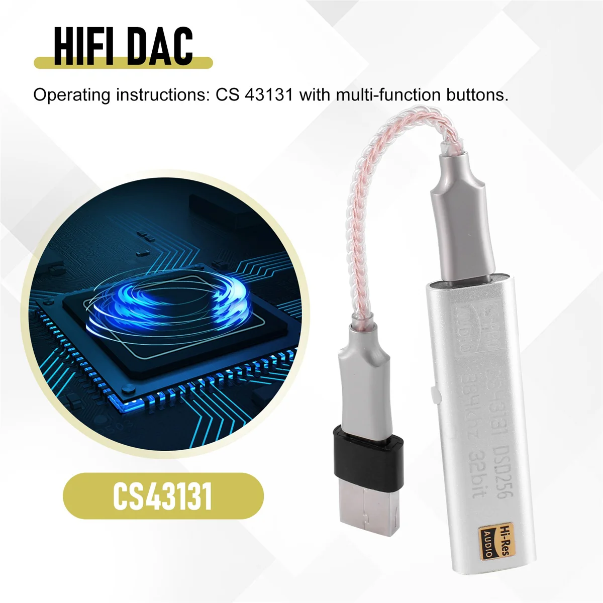 Адаптер DAC для усилителя наушников Android USB Cirrus Logic Hi-Fi TYPE C до 3 5 мм