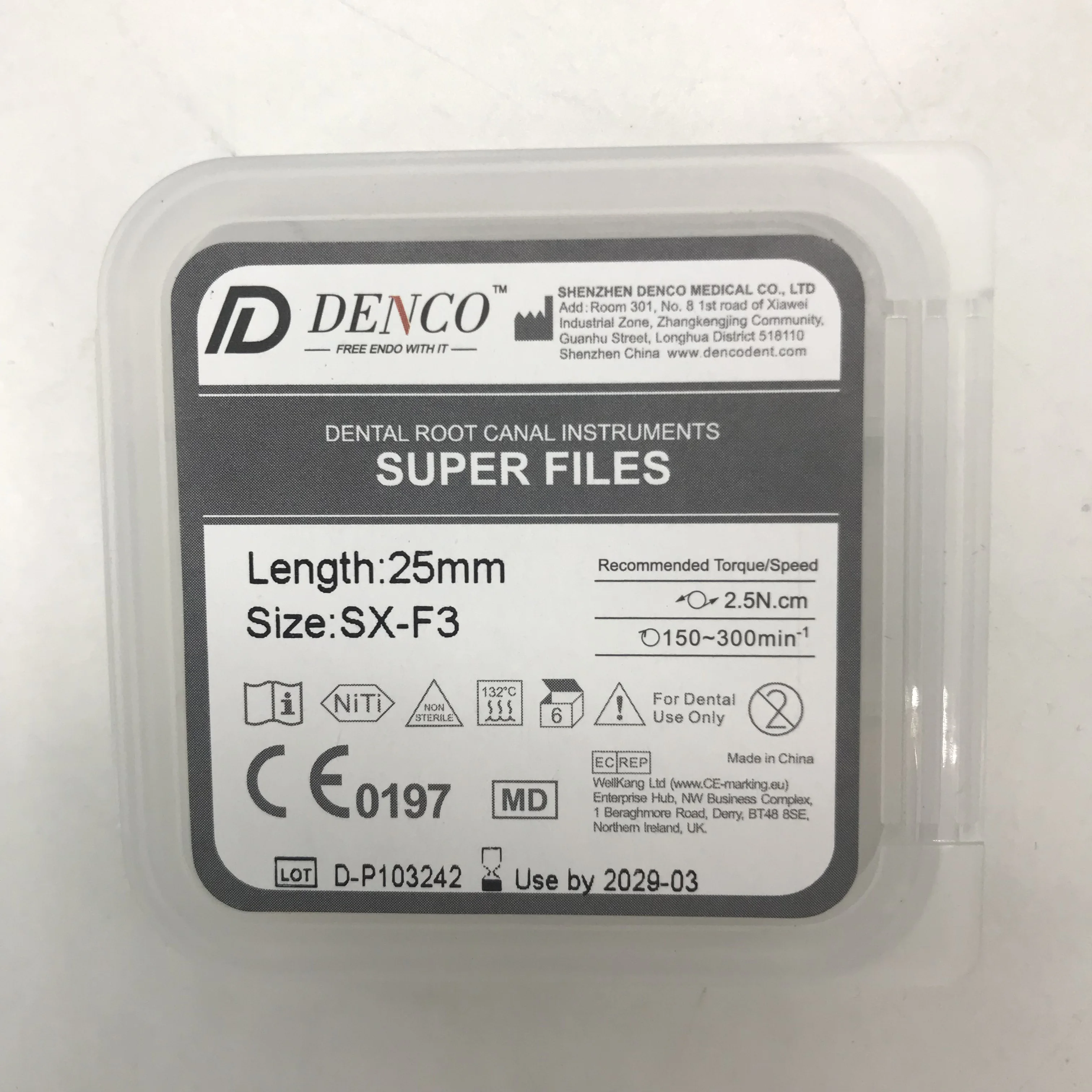 Инструменты для корневых каналов зубов Denco Niti Super Files Ассорти SX-F3 25 мм