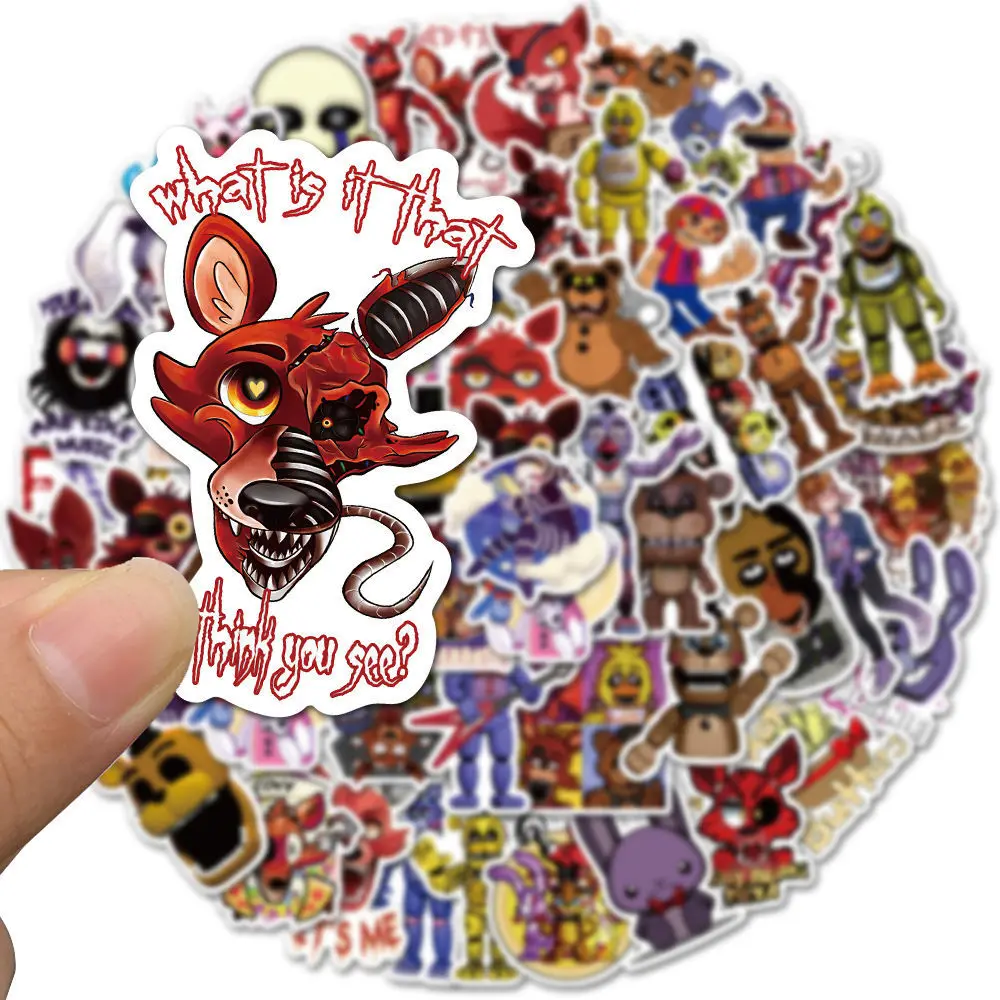 

Новинка, 50 шт., наклейки Fnaf Freddy Fazbear, наклейки Fnaf для безопасности, водостойкие съемные чемоданы для телефона, гитары, чашки, Декор