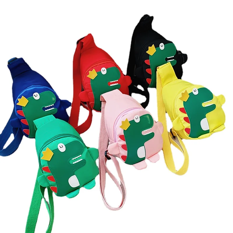 Модная нейлоновая детская нагрудная сумка с мультипликационным динозавром