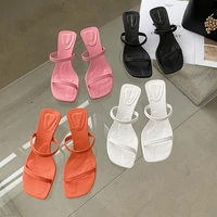 new slippers women summer new thin belt one word belt stiletto slippers fashion all match high heeled sandals and slippers