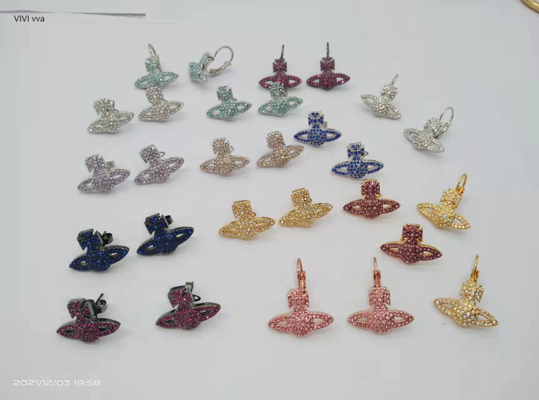 

vivienne westw0OdVIP & Small Logo Punk Earrings Women's Full Diamond Earrings Luxury