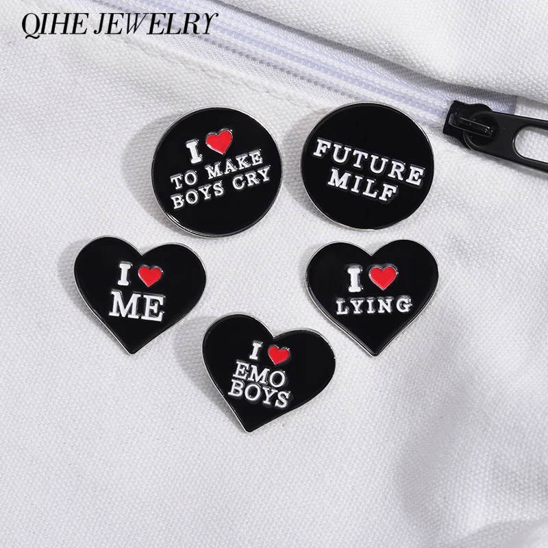 

Heart Anime Enamel PinI Love Emo Boy Badge Brooch Custom Jewelry Accessories Hat Bag Women Girl Backpack Metal Sweater Wholesale
