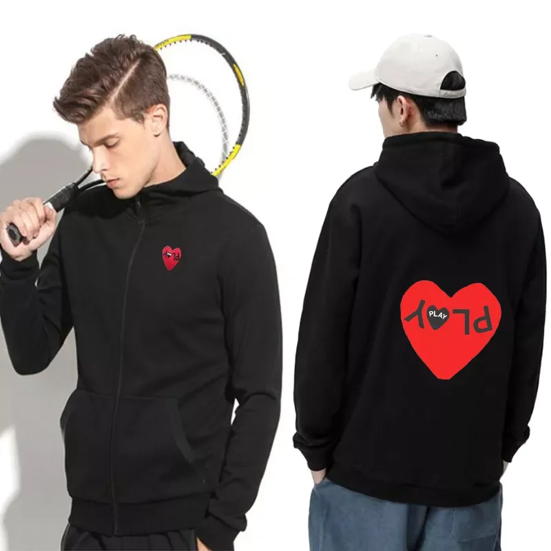 

NEW IN Men Women Hoodie Cartoon Printing Embroidery Cotton Thick Zipper Pocket Hoodie Autumn and Winter Couple Loose Coat