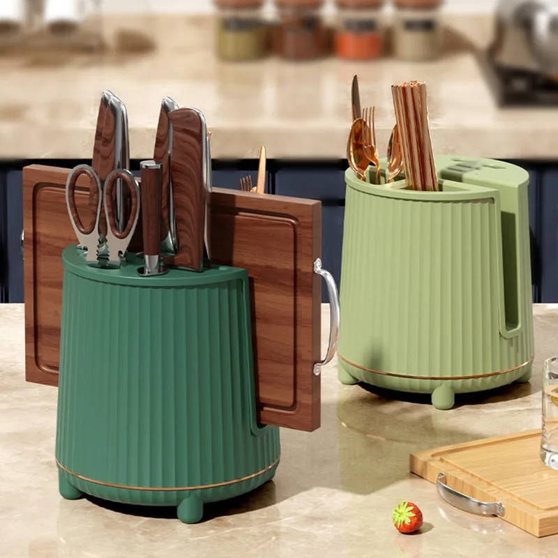 

Многофункциональный вращающийся держатель для ножей, простой кухонный стеллаж для хранения ножей, подставки для столовых приборов, вставленный блок, емкость для хранения