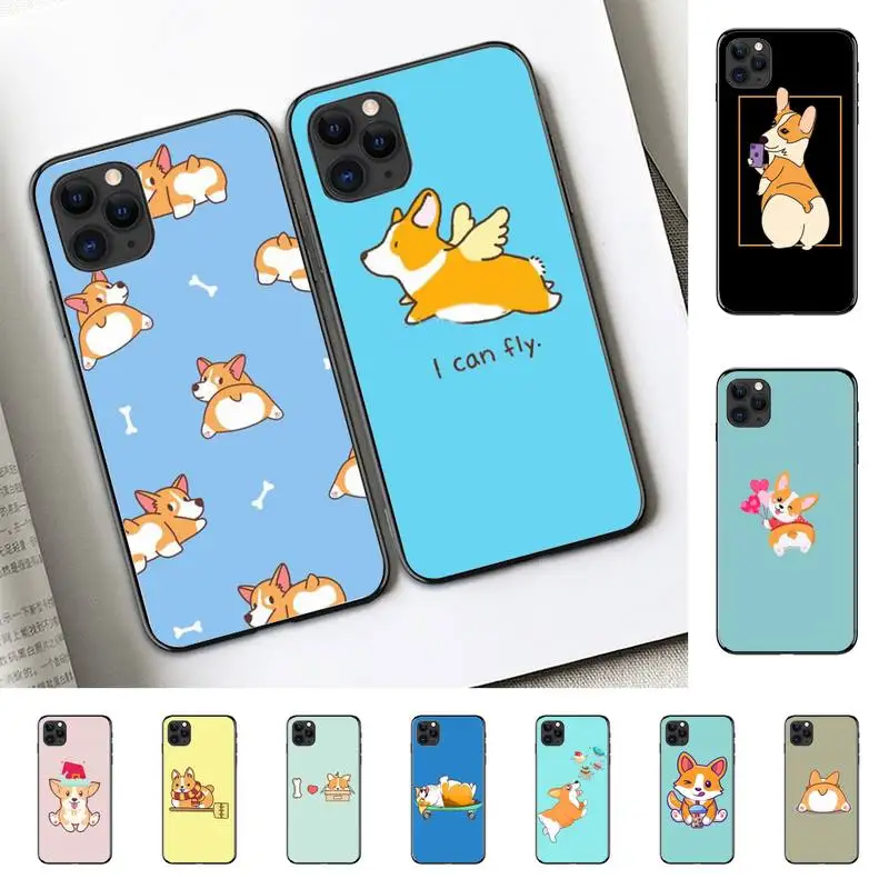 

Yinuoda Cartoon Corgi Dog Phone Case for iPhone 11 12 13 mini pro XS MAX 8 7 6 6S Plus X 5S SE 2020 XR cover