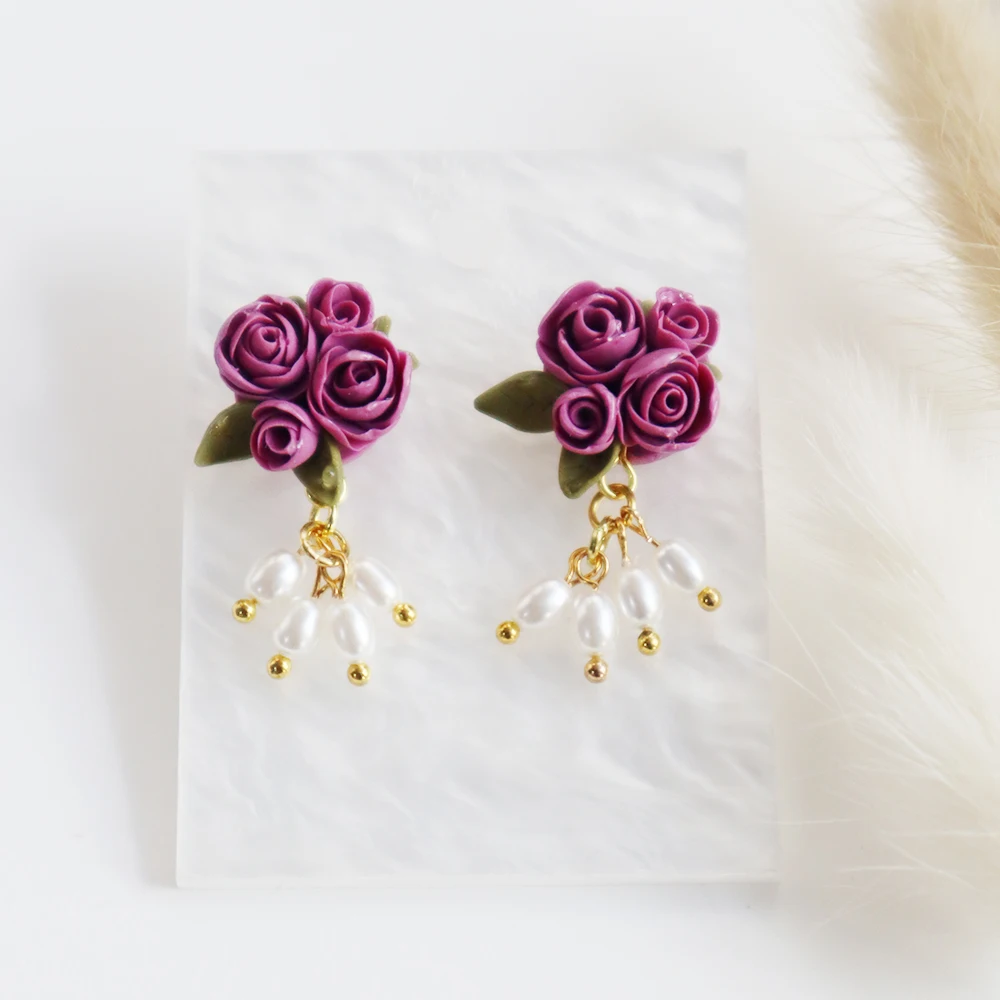 Новые модные серьги-капли с цветами для женщин висячие серьги из полимерной