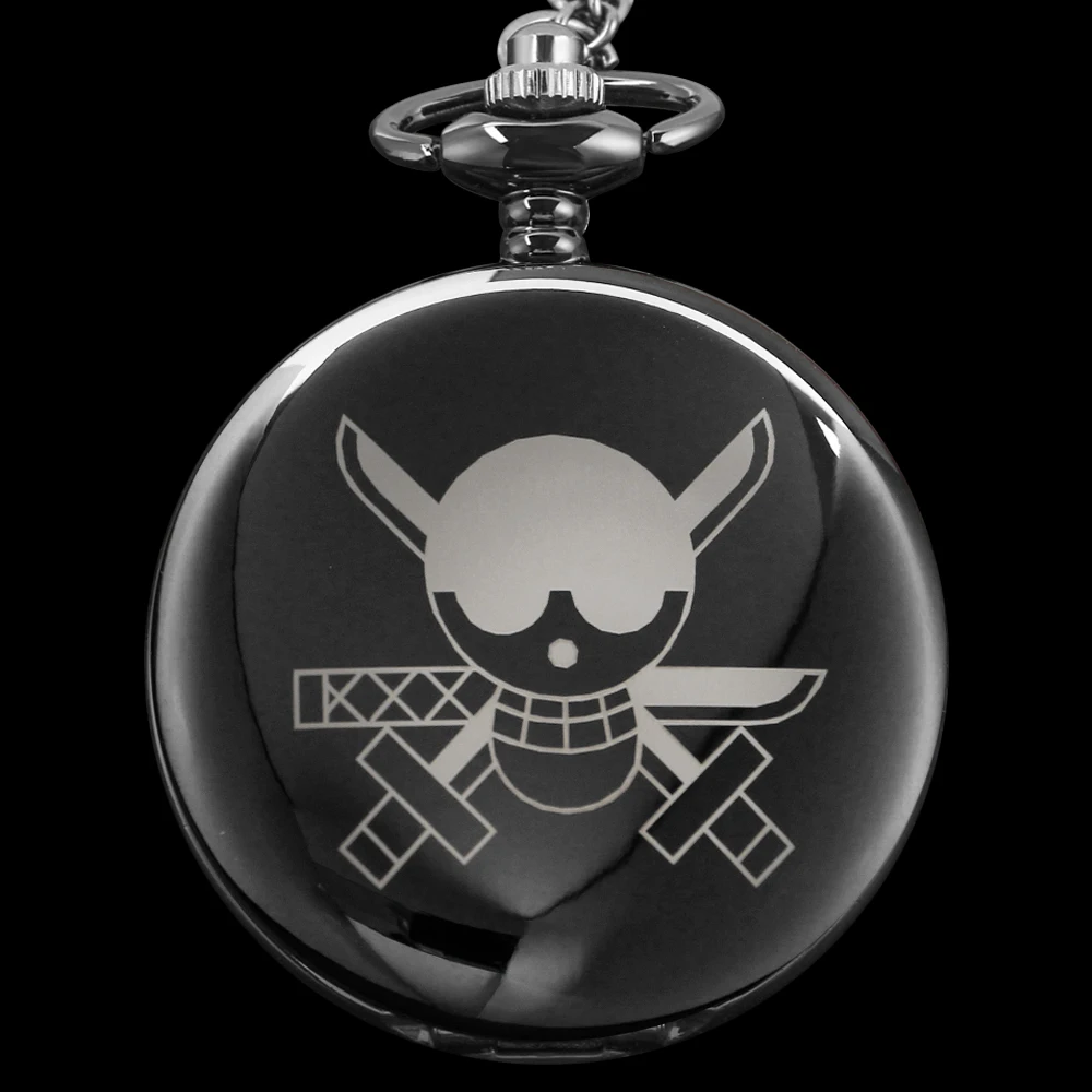 

Black Yellow Hat Pirate Logo with Chain Quartz Pocket Watch Vintage Necklace Jewelry Pendant for Men and Women Jewelry Gifts