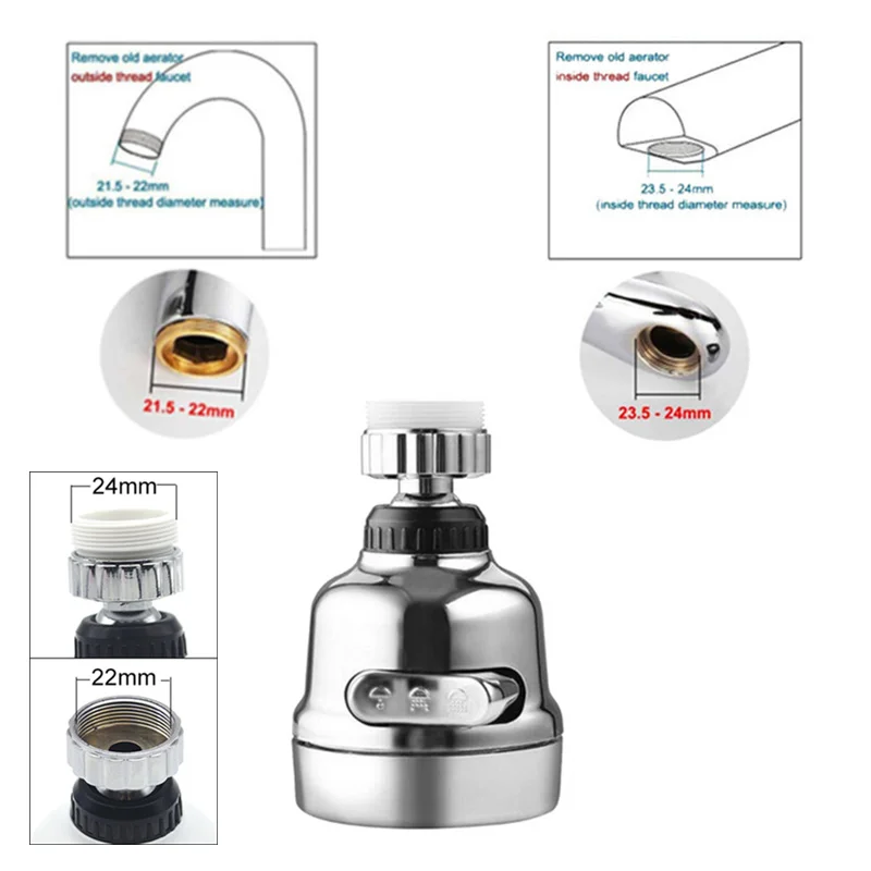 

Универсальный аэратор для крана Mci, подвижная Гибкая насадка для крана, рассеиватель для душа, 3 режима, насадка для водяного фильтра для кухни, ванной комнаты, барботер