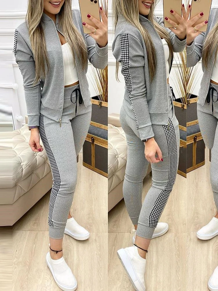 

2022 Women Two Piece Set Outfits Autumn Tracksuit Zipper Top And Pants Ensemble Femme jogging Casual Sport Suit Winter Wholesale