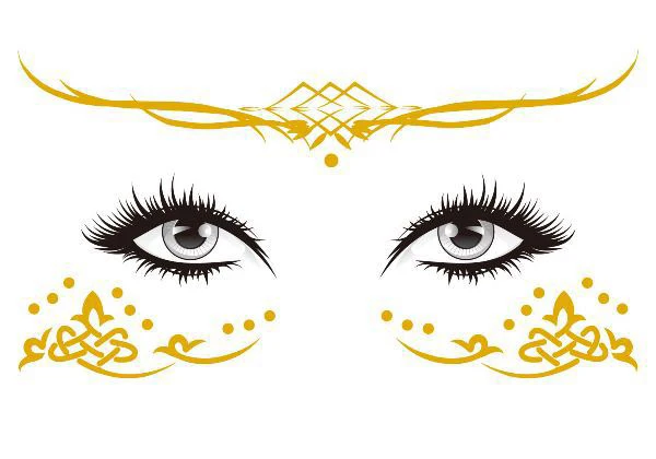 

Gold Face Temporary Tattoo Sticker diamond totem Waterproof Freckles Makeup Eye Decal Body Art for Girl Kid design 19