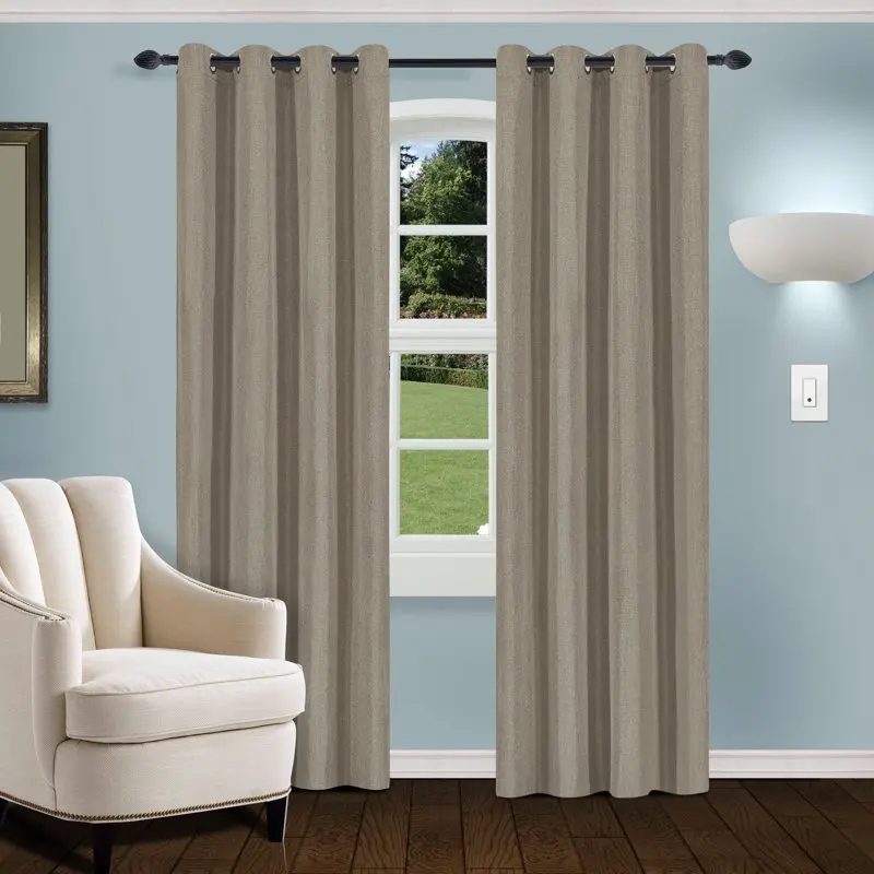 

Linen Insulated Energy Efficient Blackout Grommet Curtain Panel Set for Privacy, 52" x 84", Coriander by