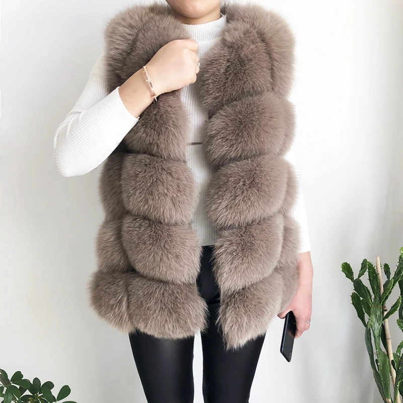 Best Sell Women Jacket Overcoat Genuine Leather Fox Fur Thick Winter Casual No Fur Real Fur Woman 0152